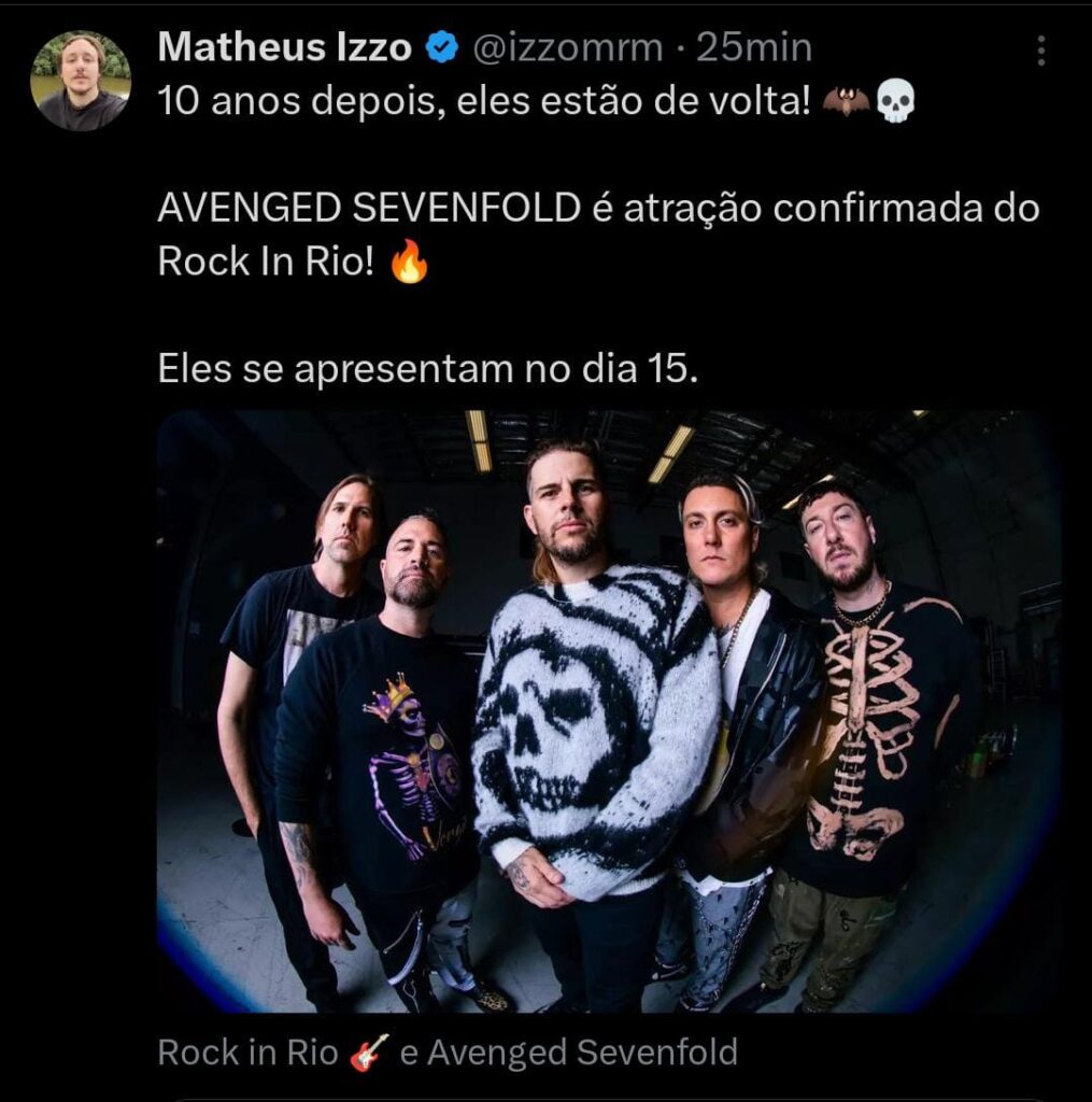 Avenged Sevenfold no Rock In Rio 2024! Avenged Sevenfold Brasil